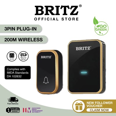 [无需电池]BRITZ无线动能自供电门铃门铃套装[K637AC][插入式]/免费胶带+螺丝/[快速发货1-2个工作日]