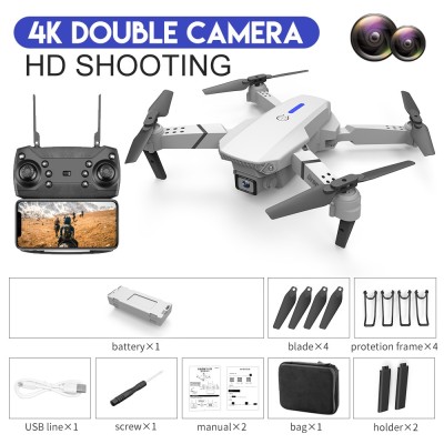 E88 Pro无人机4K高清双摄像头定位1080P WiFi FPV Nova 2022高度保持专业RC四轴飞行器