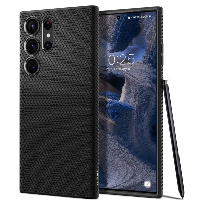 SPIGEN Galaxy S23系列[液态空气]钻石切割图案黑色TPU/三星Galaxy S23 Ultra手机壳/Galaxy S23 Plus手机壳/银河S23手机壳
