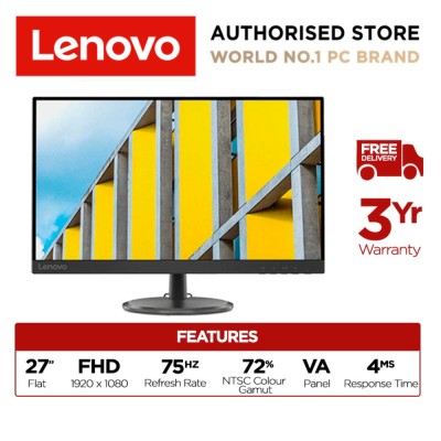 [最佳卖家]联想D27-30 27英寸FHD 1920x1080显示器（66B8KAC6MY）250尼特|72%NTSC 82 dpi |4ms响应率|HDMI VGA多输入|HDMI电缆含|3Y保修